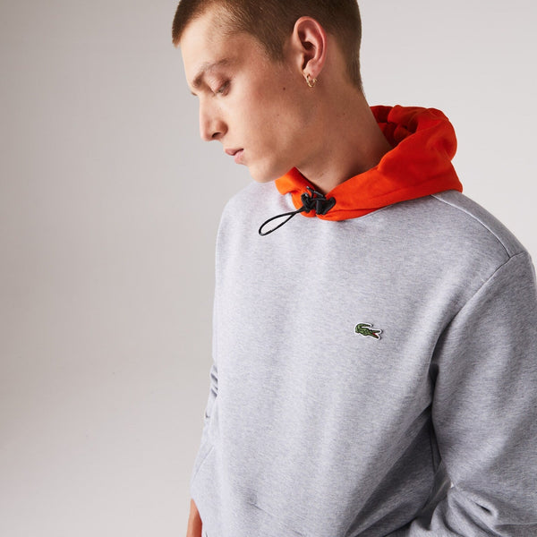 Lacoste (Men’s grey chine sport contrast hoodie)