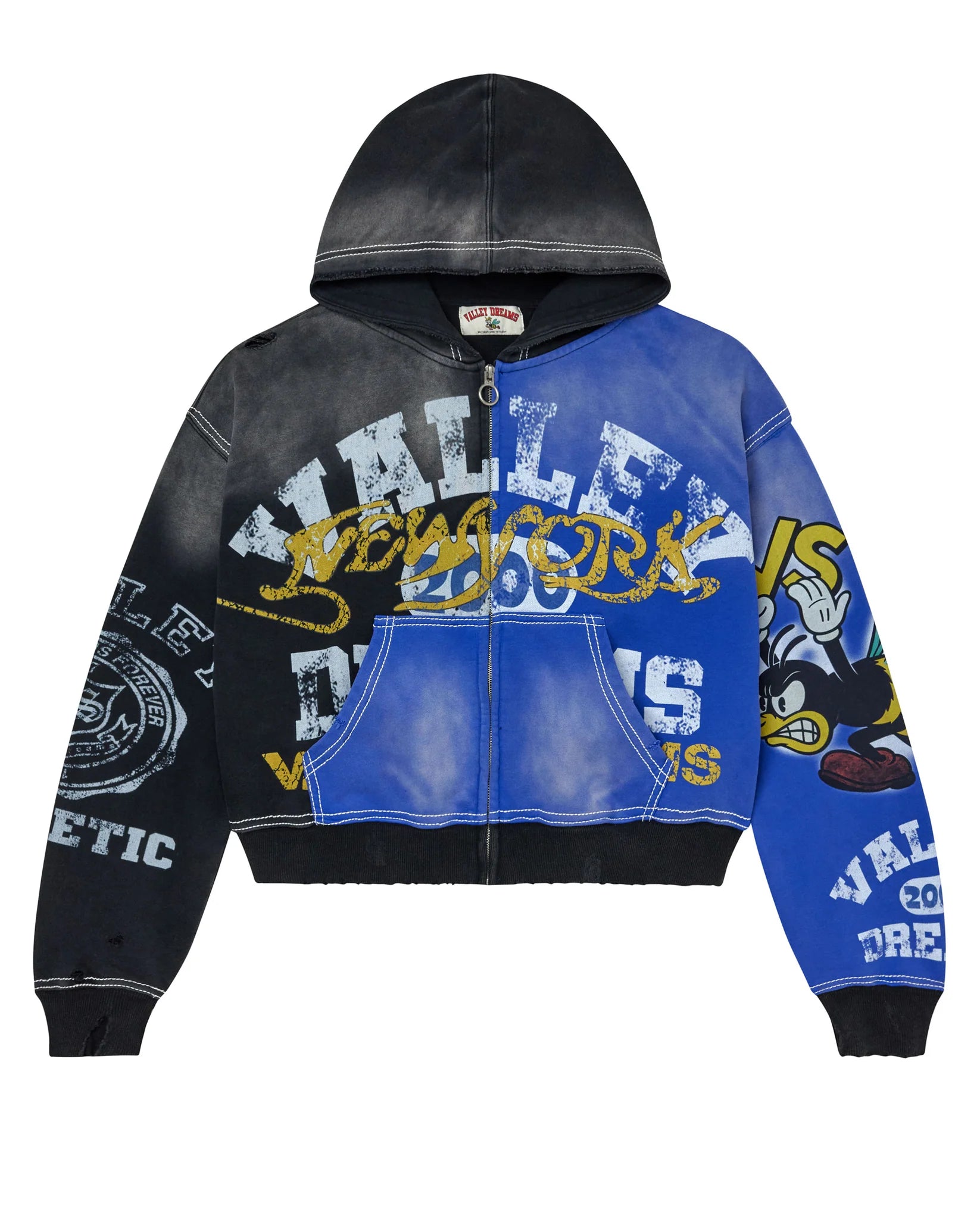 Vale Forever Bipolar Big Zip Up Hoodie Blue