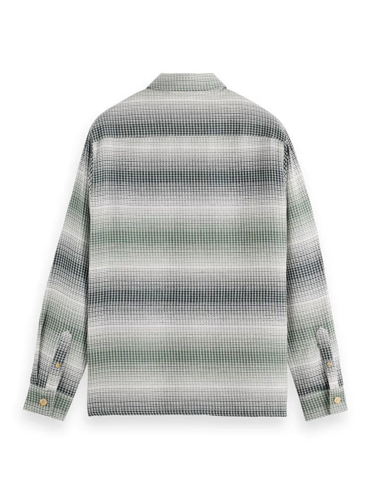 Scotch & Soda Stripe Waffle Shirt - Amsterdam Green Stripe