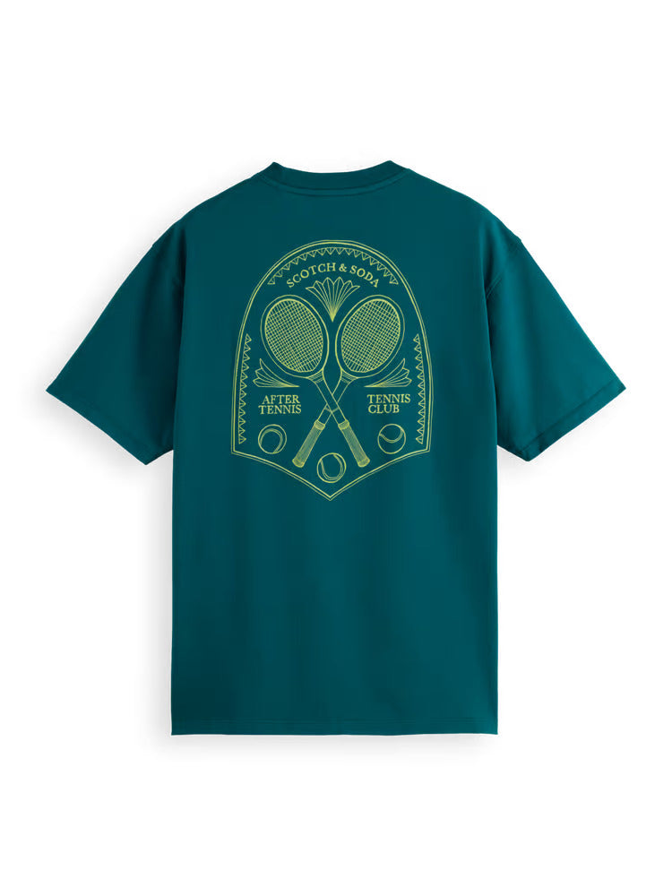 Scotch & Soda Men's Tennis Club Artwork Tee - Pitch Green