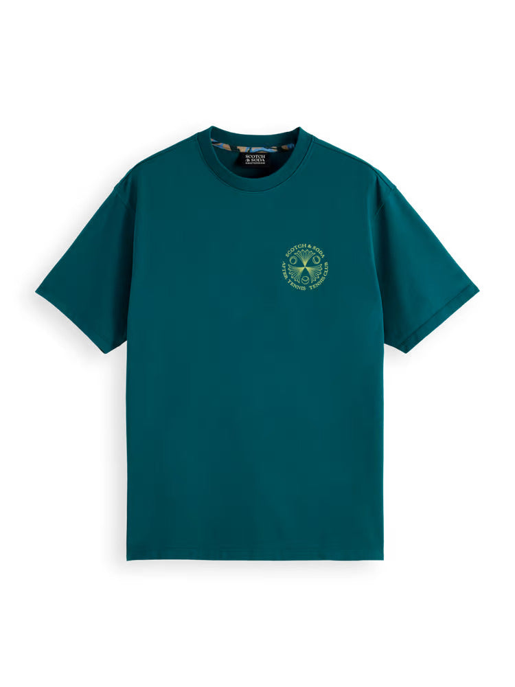 Scotch & Soda Men's Tennis Club Artwork Tee - Pitch Green