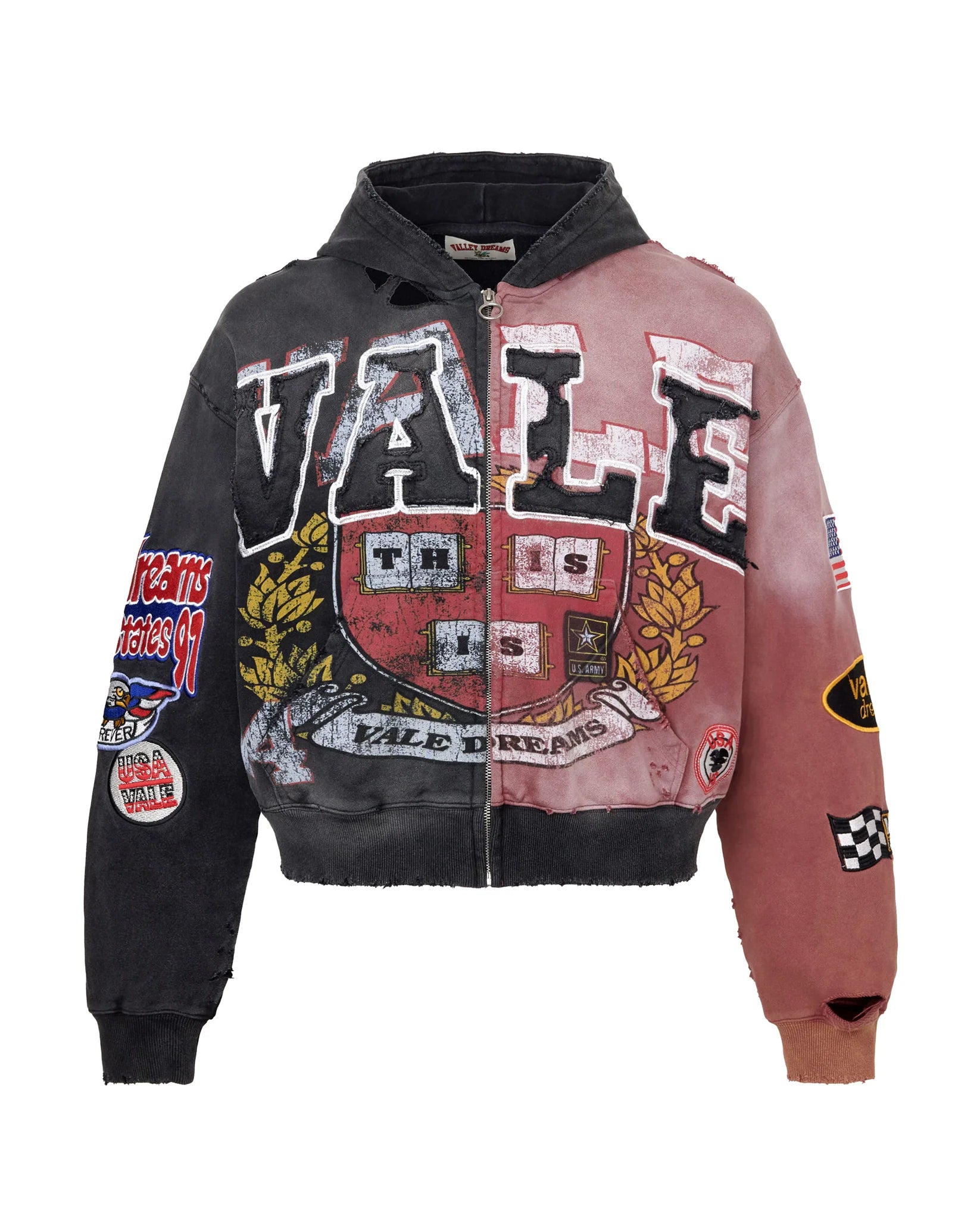 Vale Forever Two Face Zip Up Hoodie Black