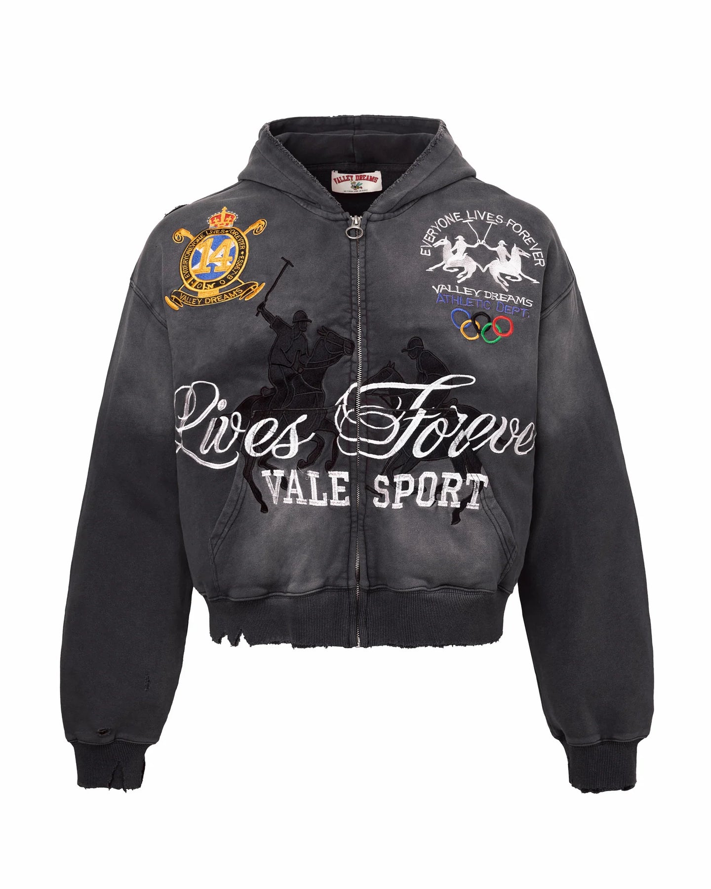 Vale Forever Blackrock Zip Up Hoodie Black