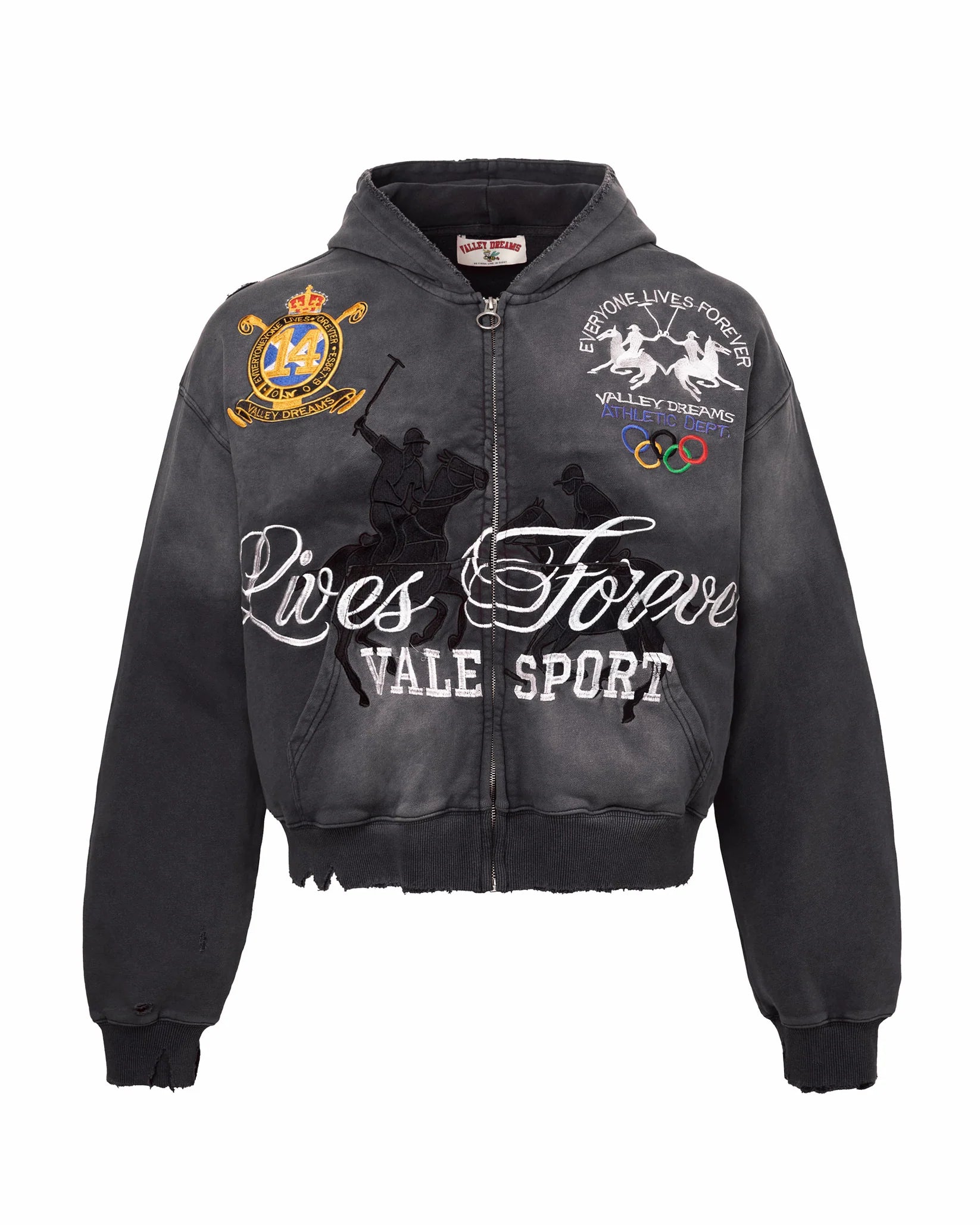 Vale Forever Blackrock Zip Up Hoodie Black