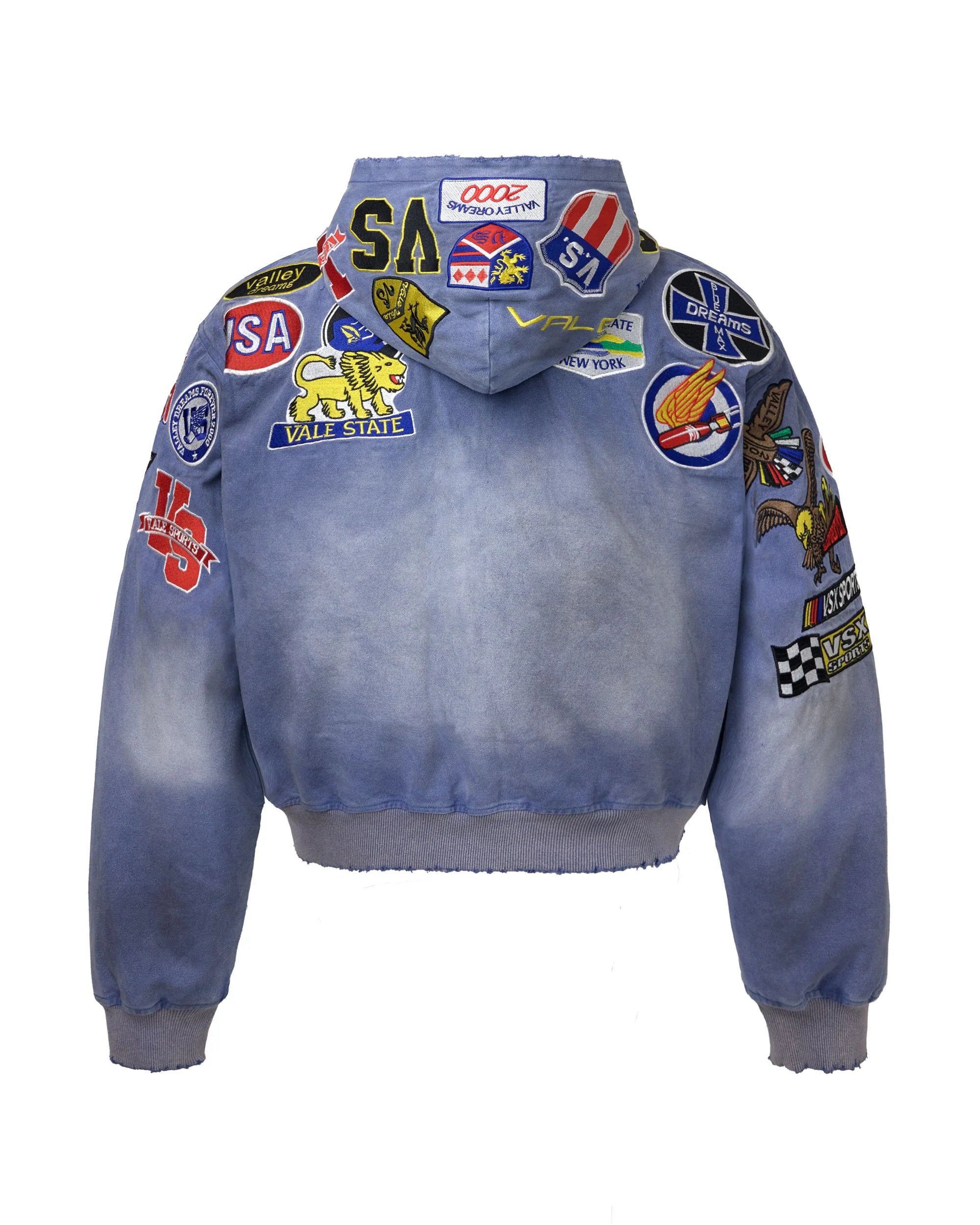 Vale Forever Passport Zip Up Denim Jacket Blue