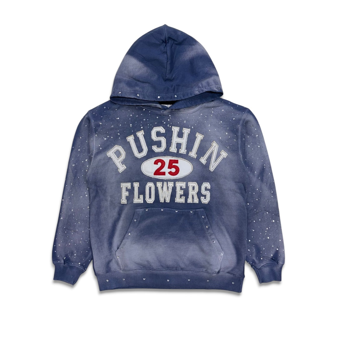 Pushin Flowers PF 25 Rhinestone Hoodie Blue
