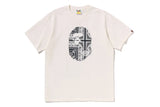 Bape Paisley Pattern Ape Head Tee Cream X Navy