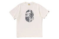 Bape Paisley Pattern Ape Head Tee Cream X Navy
