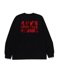 Bape Color Camo College Ats L/S Tee Black X Red