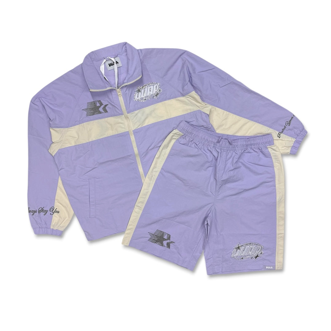 Duaa  Rhinestone Nylon Short Set Lavender