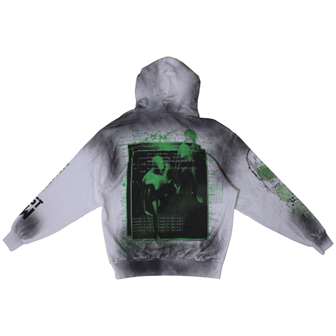 First Row White/Gray Intellectual Property Sprayed Hoodie