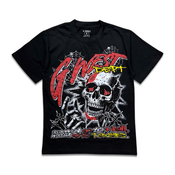 G west Rhinestone Hell in pastel tee Black/red/yellow