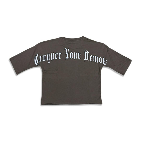 Focus Timeless Grim Reaper Cropped T-Shirt - Dark Khaki