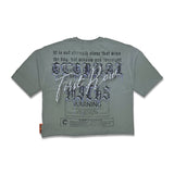 First Row Eternal Myths Broken Sculpture Graphic Cropped T-Shirt Olive Green