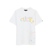 Cult of individuality Heavyweight Crew Neck Tee "Crayon Logo" in White