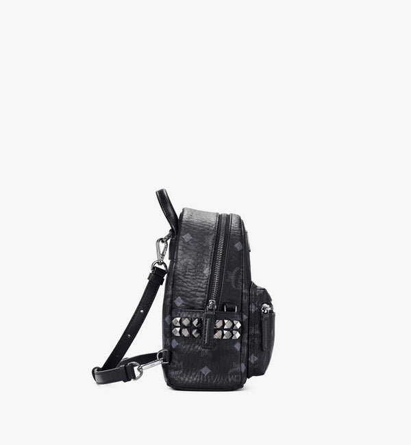 MCM STARK BEBE BOO SIDE STUDS BACKPACK IN VISETOS Black