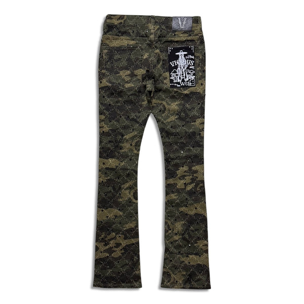 Vicious Denim Embellished Stack Jeans –  Premium Camouflage