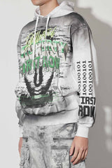 First Row White/Gray Intellectual Property Sprayed Hoodie