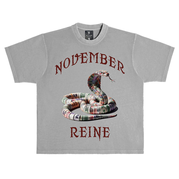 November Reine (Grey/Deep burgundy "Money Rattle Snake" t-shirt)