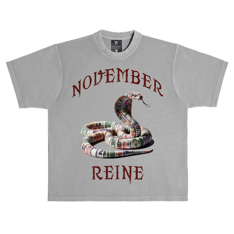 November Reine (Grey/Deep burgundy "Money Rattle Snake" t-shirt)