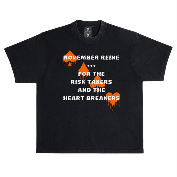 November reine (Black/Orange "Risk Takers" t-shirt)
