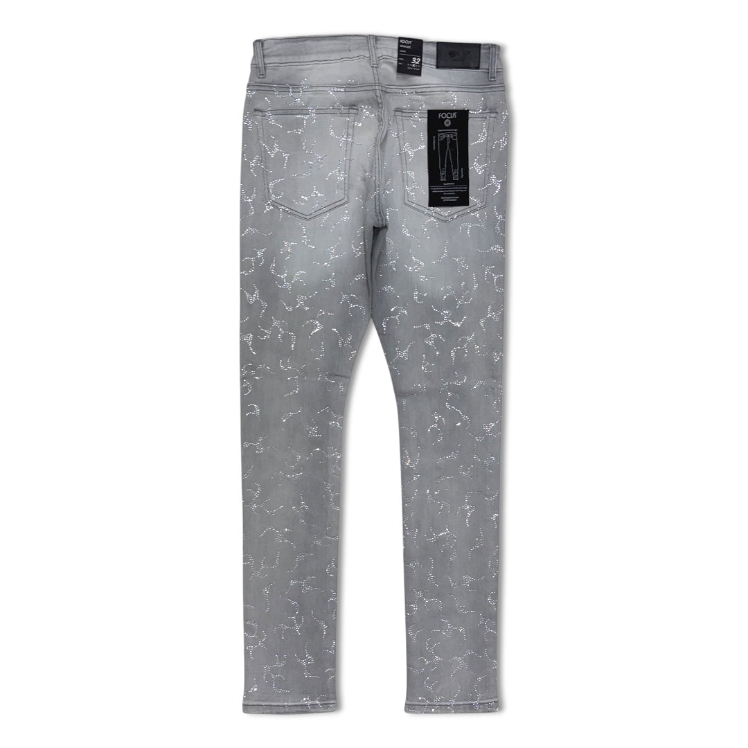 Focus Denim Men's Rhinestone Jeans - light Grey
