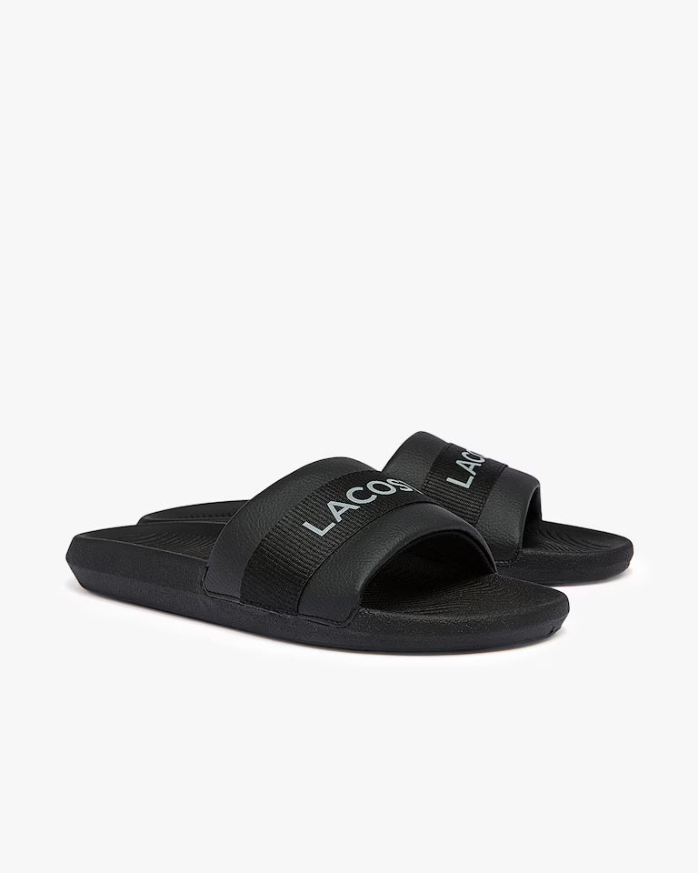 Lacoste Men's Croco Logo Slides Black