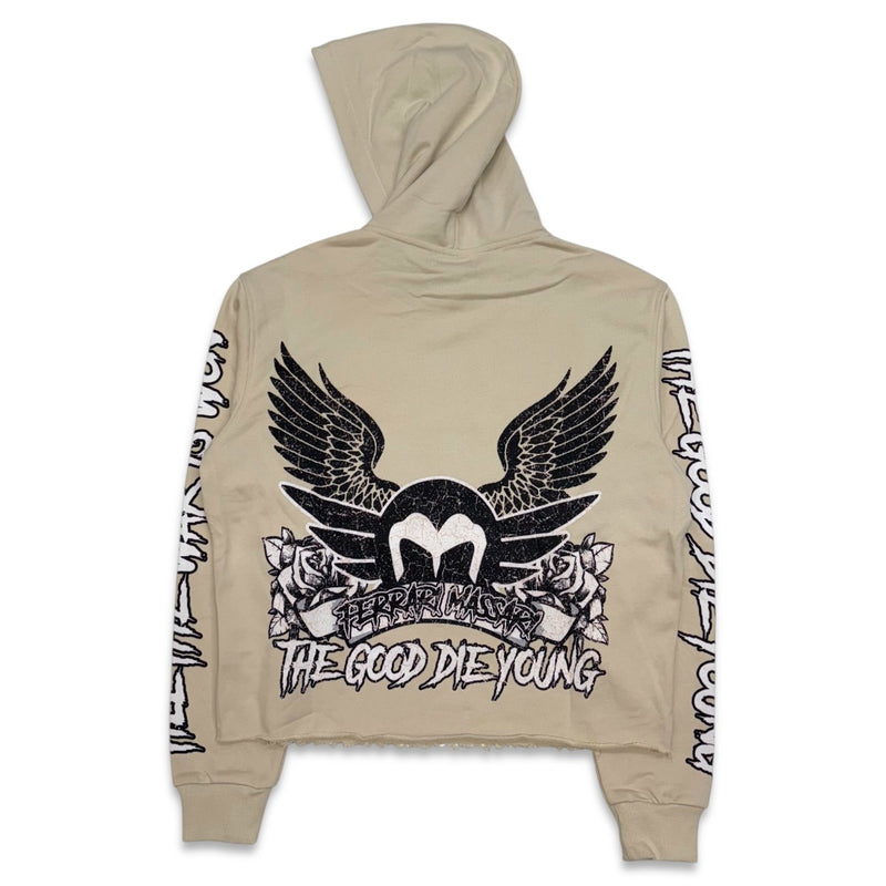 Ferrari Massari biege “good die young cropped hoodie