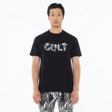 Cult of Individuality Heavyweight Crew Neck Tee "Plaster Logo" in Black