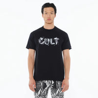 Cult of Individuality Heavyweight Crew Neck Tee "Plaster Logo" in Black
