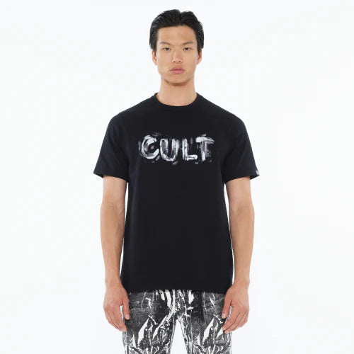 Cult of Individuality Heavyweight Crew Neck Tee "Plaster Logo" in Black