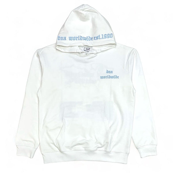 DNA premium (White/Baby Blue “world wide" hoodie)