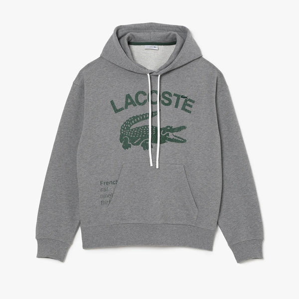 Lacoste (Men’s grey chine loose fit crocodile hoodie)