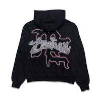 Mixed Emotion Rhinestone Hoodie Black Acid wash