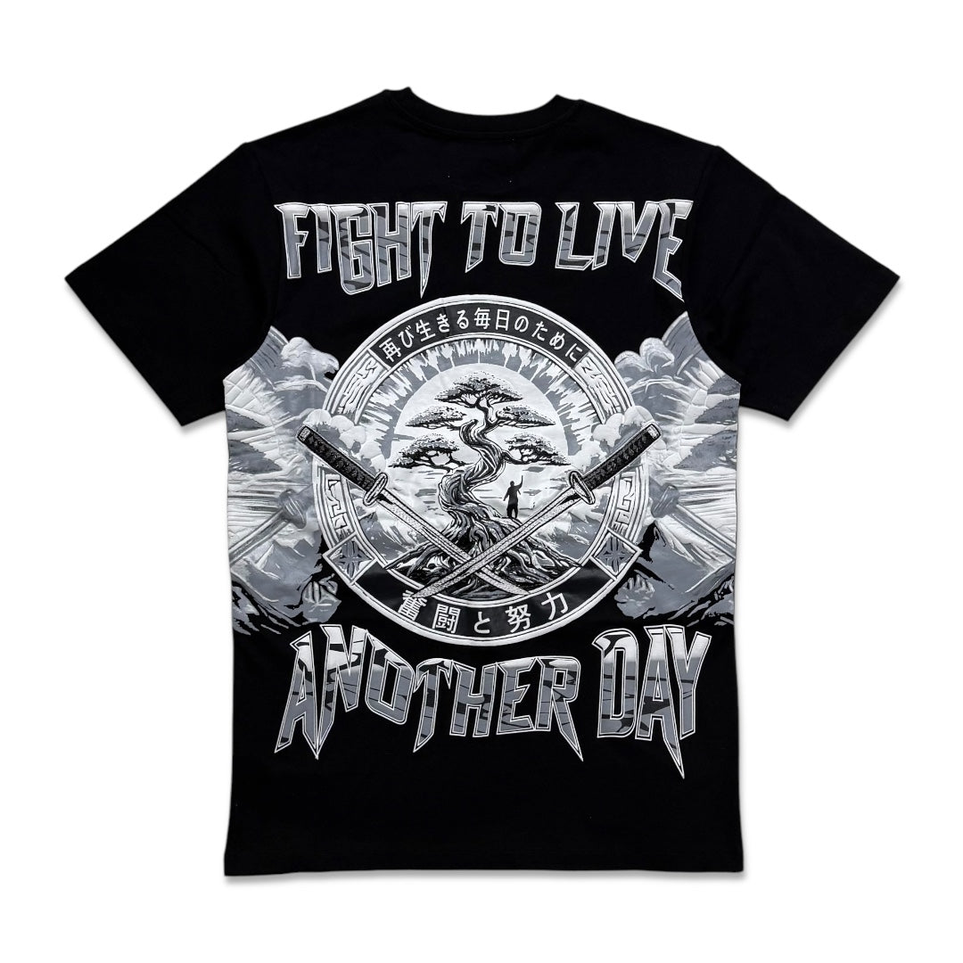 Denimicity Men's 'Fight to Live Another Day' Graphic T-Shirt - Black
