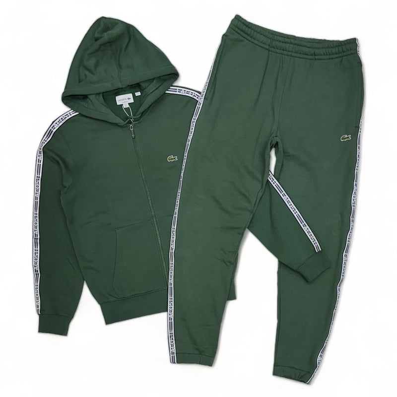 Lacoste (dark green logo stripe Jogging set)