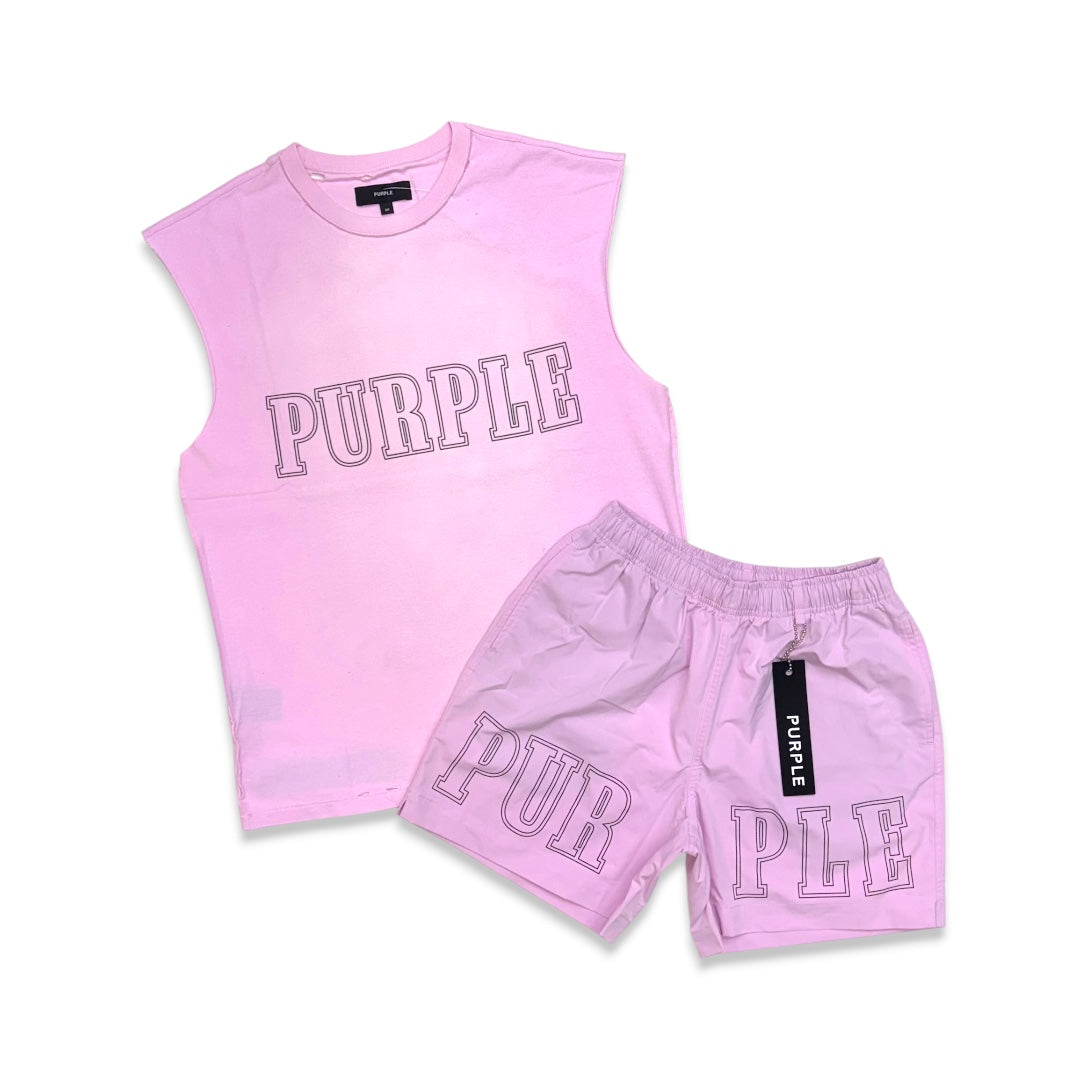 Purple Brand Men's Slab Word Mark Short Set Pink