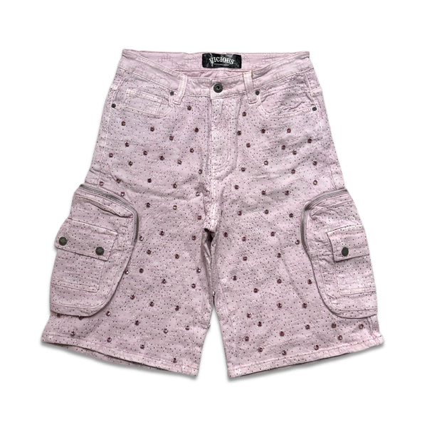 Vicious Denim Men's Embellished cargo shorts - Power pink