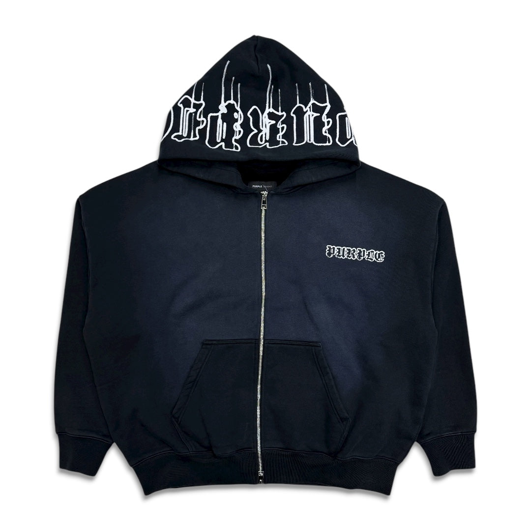 Purple brand Gothic Wordmark Drip hoodie Black