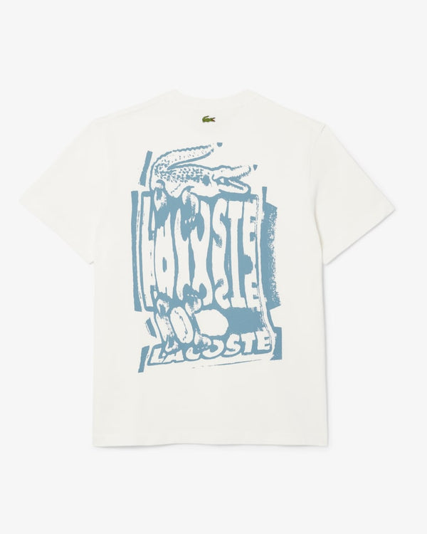 Lacoste Men's Cotton Jersey Graphic T-Shirt - White/Blue TH0288-51-CPI