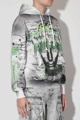 First Row White/Gray Intellectual Property Sprayed Hoodie