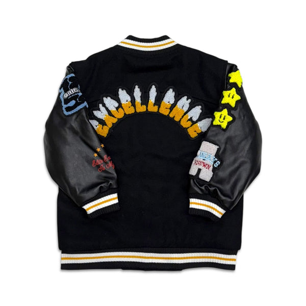 Elite denim kids black varsity jacket