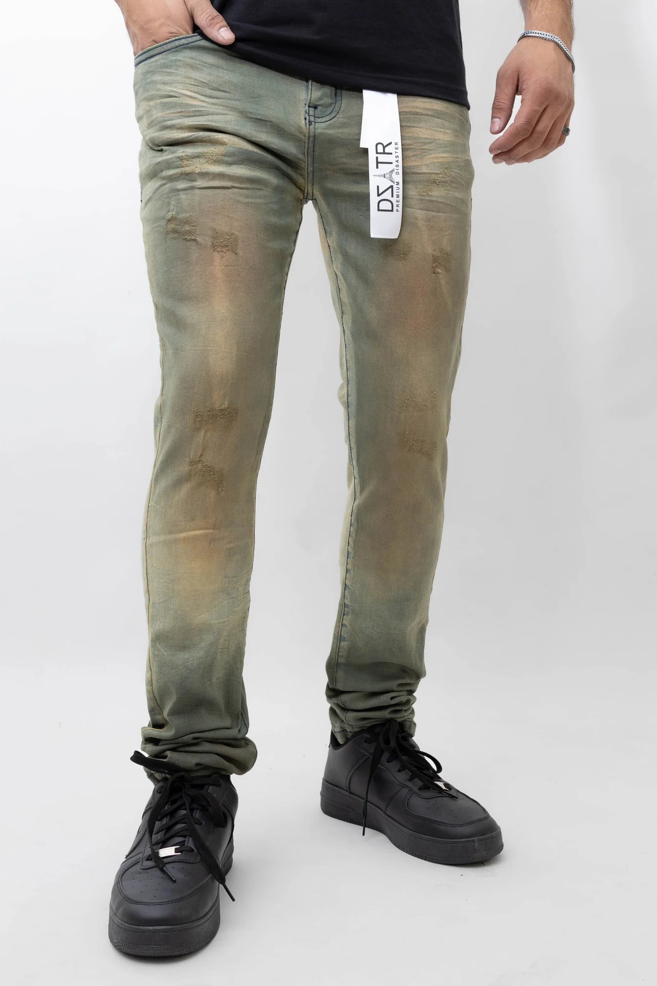 Premium Disaster Men's Ultra Stretch Denim Jean Brown Dirt