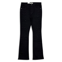Reelistik Nyc Men's Diamond Studded stacked jeans -Jet black (RST-6036-1)