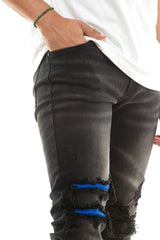 KDNK Men's Wreck V2 Jeans – Black/Blue