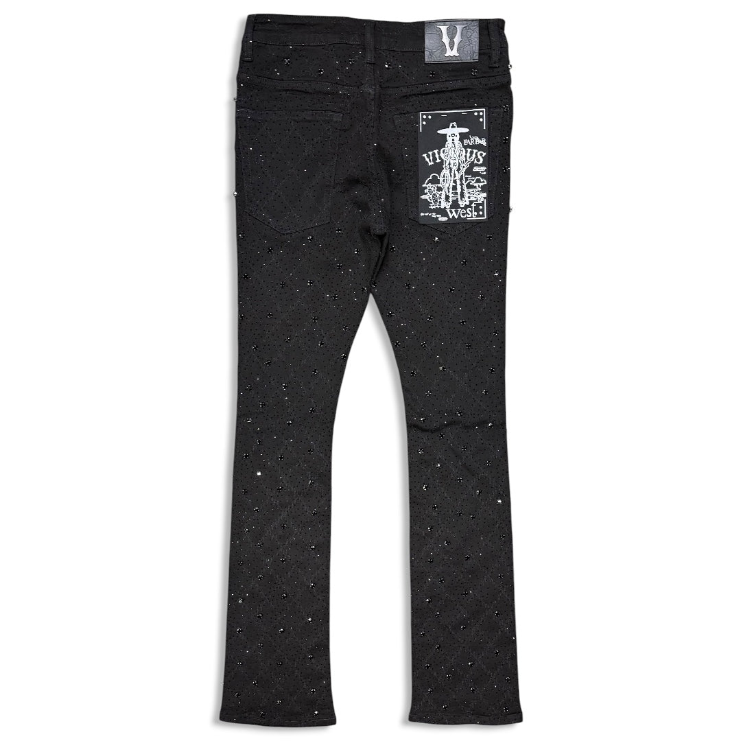 Vicious Denim Men's Stacked embellished jean - Jet Black