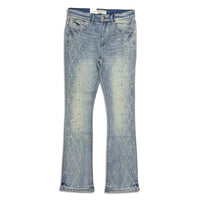 Reelistik Nyc Men's Diamond Studded stacked jeans -Light Blue (RST-6036-2)