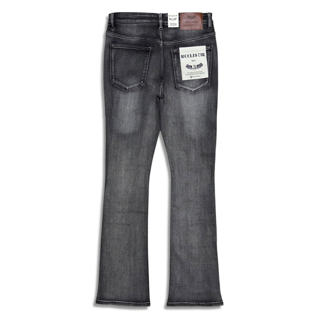 Reelistik Nyc Men's Diamond Studded stacked  jeans -Dark Grey (RST-6036-3)
