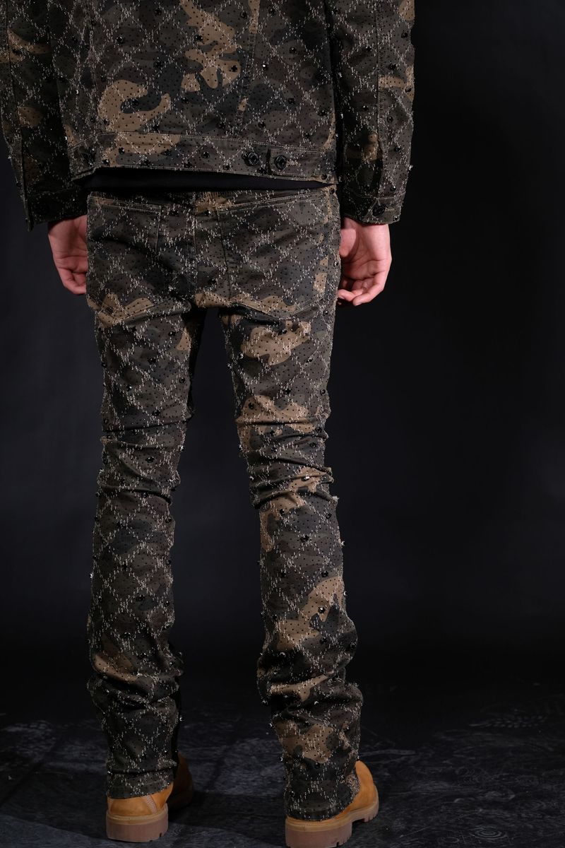 Vicious Denim Embellished Stack Jeans –  Premium Camouflage