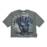 First Row Eternal Myths Broken Sculpture Graphic Cropped T-Shirt Olive Green